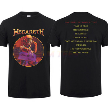 Удивителни тениски за мъже Peace Sell Setlist Vintage Megadeths T Shirt Двустранна ежедневна огромна тениска Мъжки тениски Graphic S-3XL