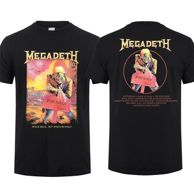 Amazing Tees Meeste Peace Sell Setlist Vintage Megadeths T-särk Kahepoolne Casual Suuremõõtmeline T-särk Meeste T-särgid Graafiline S-3XL