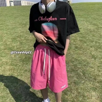 Y2k vīriešu šorti, 2023. g. japāņu vintage pludmales bikses, vasaras brīvas, ātri žūstoša kokvilnas sporta sporta zāles kravas šorti Hiphopa ielas apģērbs