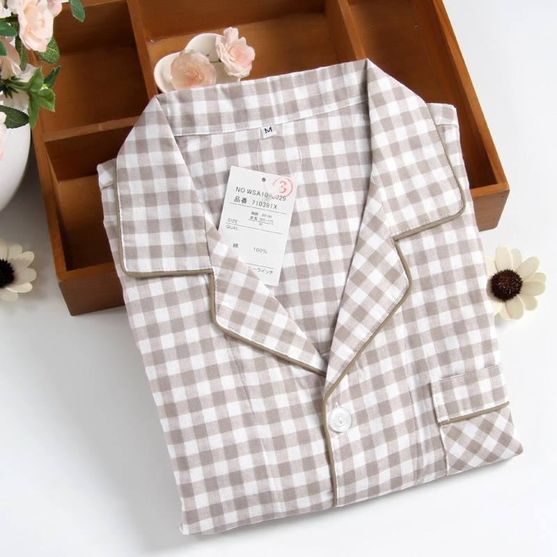 Vīriešu vasaras kokvilnas dzijas naktsveļa ar īsām piedurknēm rūtaini nolaižami apkakles vīriešu pidžamu komplekti lielizmēra pidžamu pidžamu guļamkostīmi