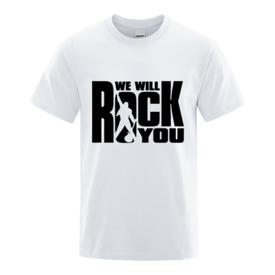 Modna muška majica kratkih rukava za proljeće/ljeto s okruglim izrezom Ležerna sportska odjeća We Will Rock You Muška odjeća Obična majica