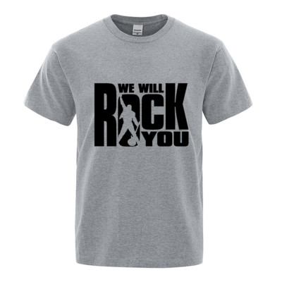 Modna muška majica kratkih rukava za proljeće/ljeto s okruglim izrezom Ležerna sportska odjeća We Will Rock You Muška odjeća Obična majica