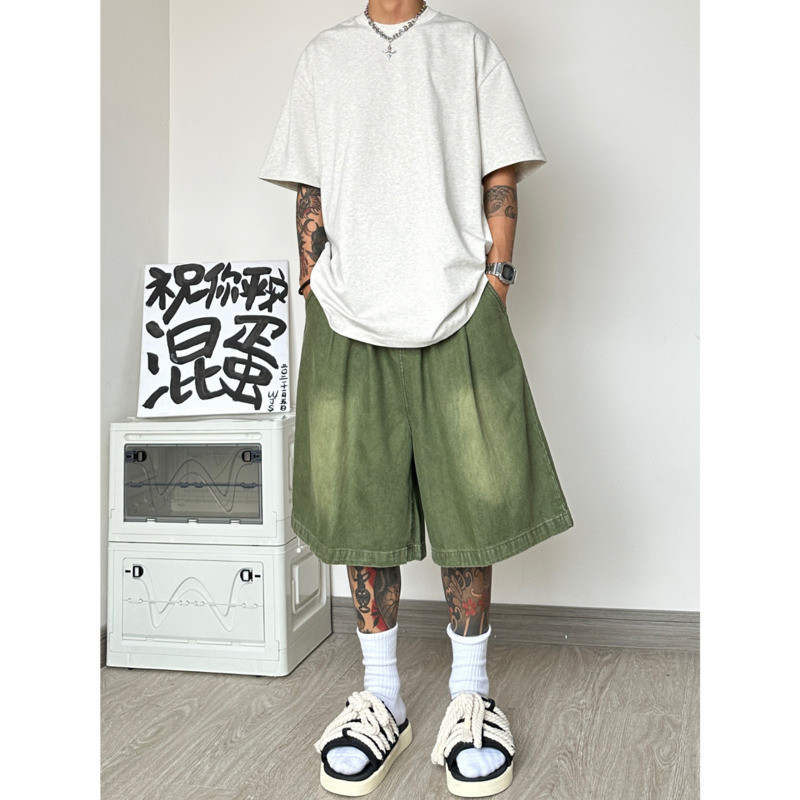 Καλοκαιρινό τζιν σορτς ανδρική μόδα Vintage υπερμεγέθη τζιν σορτς Ανδρικά ρούχα Hip-hop φαρδιά φαρδιά τζιν ανδρικά σορτς M-2XL