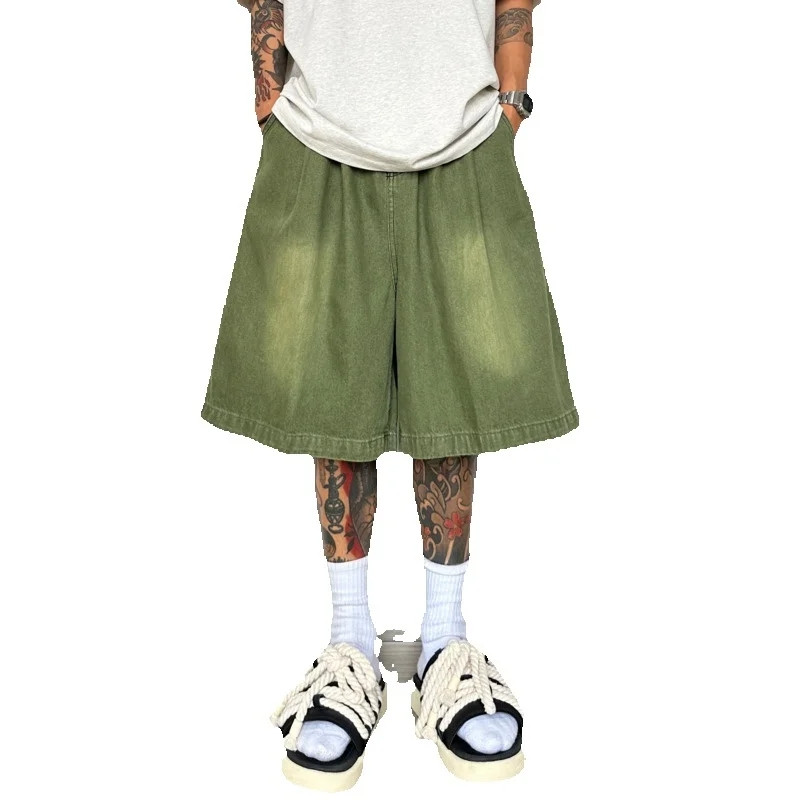 Καλοκαιρινό τζιν σορτς ανδρική μόδα Vintage υπερμεγέθη τζιν σορτς Ανδρικά ρούχα Hip-hop φαρδιά φαρδιά τζιν ανδρικά σορτς M-2XL