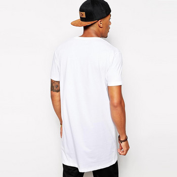 2024 Марка Мъжко памучно облекло Бяла дълга тениска Хип-хоп Мъжка тениска Екстра дълга мъжка горна тениска Тениска с дълга линия за мъже