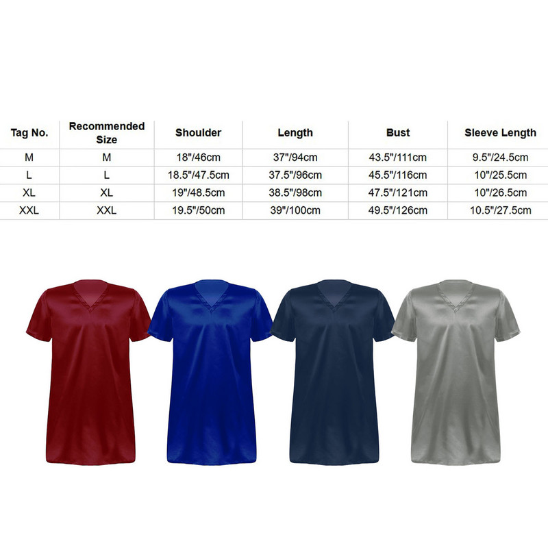 Vīriešu melns atpūtas apģērbs Mākslīgā zīda naktsveļa Komforta zīdaini satīna pidžamas guļambikses ar pogas uz leju rīta kleita naktskrekls