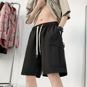 2024. gada vasaras šorti Vīriešu ikdienas sporta kravas vidējās bikses Modes vienkrāsainas brīvas, plānas daudzkabatas sporta bikses vīriešiem S-4XL