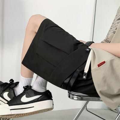 2024. gada vasaras šorti Vīriešu ikdienas sporta kravas vidējās bikses Modes vienkrāsainas brīvas, plānas daudzkabatas sporta bikses vīriešiem S-4XL