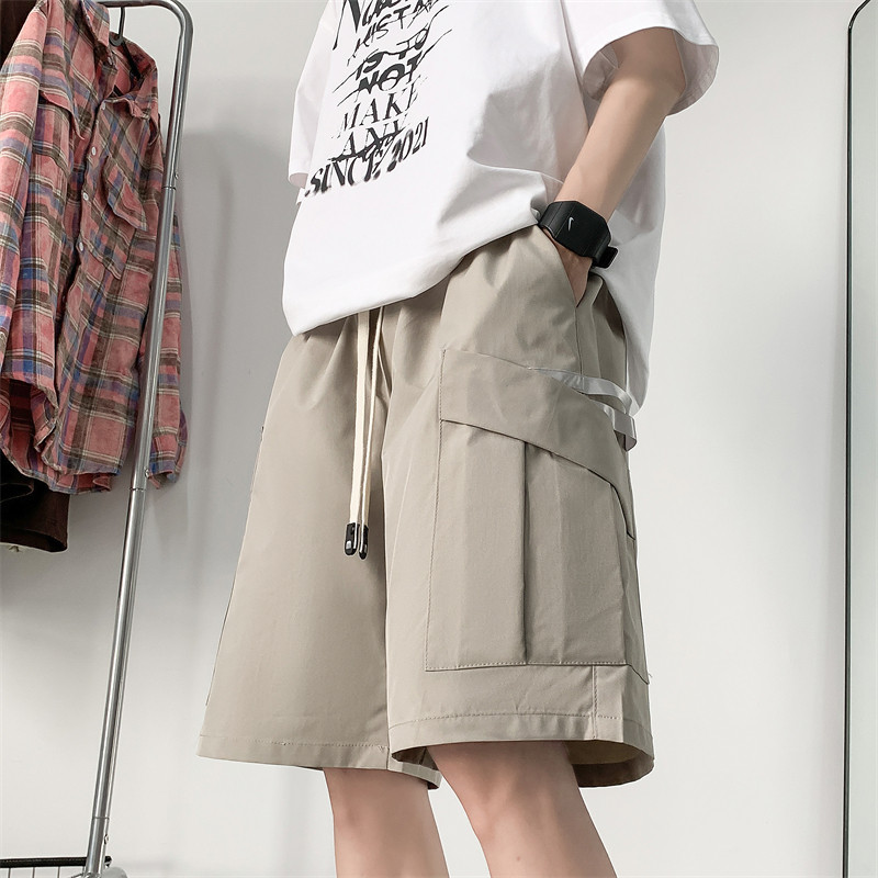 2024. gada vasaras šorti Vīriešu ikdienas sporta kravas vidējās bikses Modes vienkrāsainas brīvas, plānas daudzkabatas sporta bikses vīriešiem S-4XL