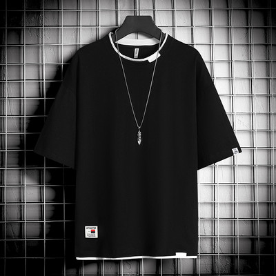 Hiphopa brīvi vīriešu ielu apģērbu T-krekli ikdienas klasiskā 2023. gada vasaras īsām piedurknēm, melni balti kreklu t-krekli, lielizmēra 4 XL