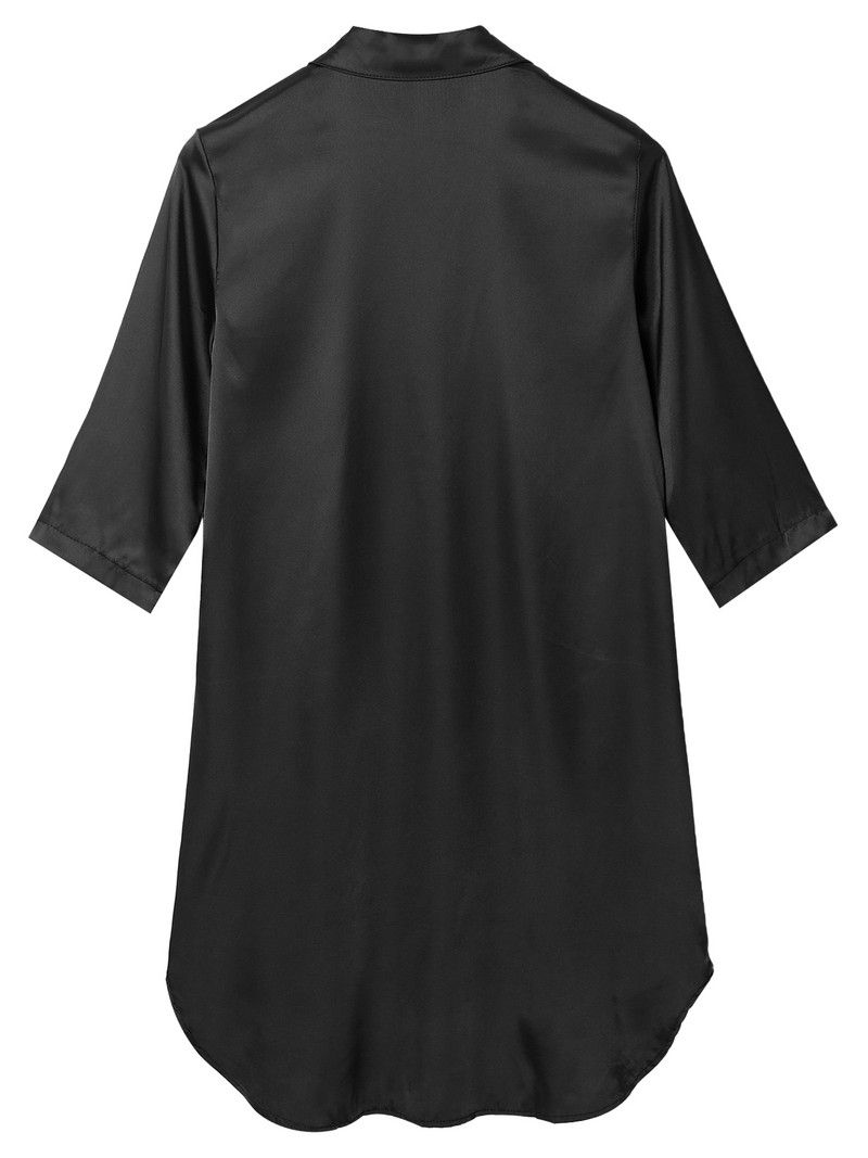 Vīriešu māsains zīdains satīna krekls atpūtas apģērbs ar puspiedurknēm pogām pidžamas vienkrāsains, gari halāti Kimono peldmētelis naktskrekls guļamveļa