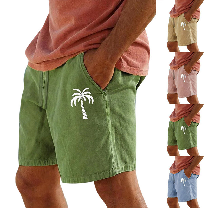 2024 új férfi pamut vászon rövidnadrág nadrág férfi nyári strand légáteresztő egyszínű vászon nadrág Fitness utcai ruházat S-3xl