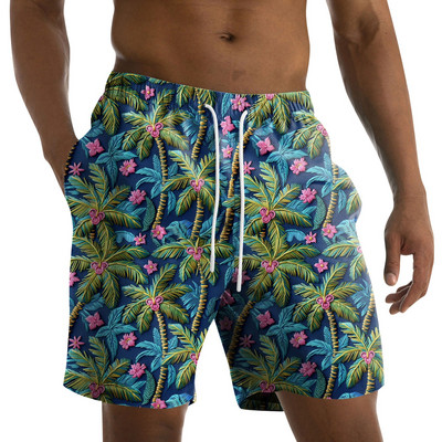 Vyriški madingi spaudiniai su dirželiais Havajų paplūdimyje Fit Sportiniai laisvalaikio šortai kelnės Vyriški drabužiai 2024 m. Nauja madinga ir paprasta