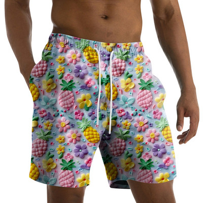 Vyriški madingi spaudiniai su dirželiais Havajų paplūdimyje Fit Sportiniai laisvalaikio šortai kelnės Vyriški drabužiai 2024 m. Nauja madinga ir paprasta