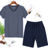 95% kokvilnas pidžamas komplekts vīriešiem vasaras šorti divdaļīgs uzvalks guļamveļa šorti piedurkne Liela izmēra 4xl sporta komplekti mājas apģērbs MY455