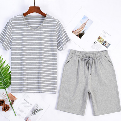 95% kokvilnas pidžamas komplekts vīriešiem vasaras šorti divdaļīgs uzvalks guļamveļa šorti piedurkne Liela izmēra 4xl sporta komplekti mājas apģērbs MY455