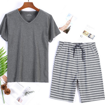 95% kokvilnas pidžamas komplekts vīriešiem vasaras šorti divdaļīgs uzvalks guļamveļa šorti piedurkne Liela izmēra 4xl sporta komplekti mājas apģērbs MY455