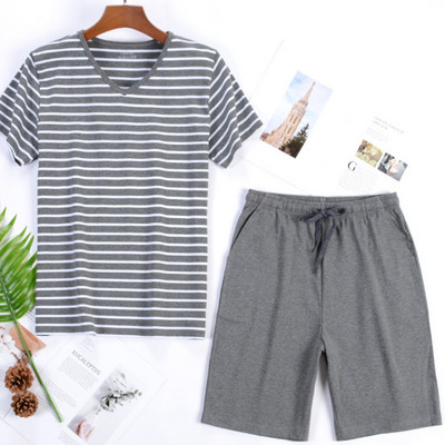 95% kokvilnas pidžamas komplekts vīriešiem vasaras šorti divdaļīgs uzvalks guļamveļa šorti piedurkne Liela izmēra 4xl sporta komplekti mājas apģērbs MY455