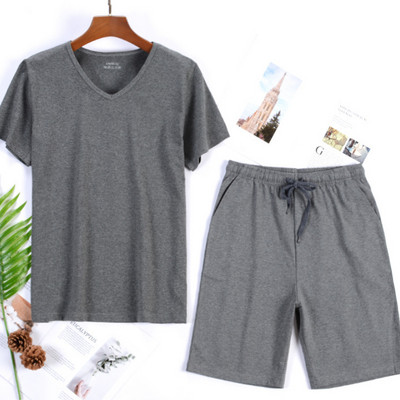 95% kokvilnas pidžamas komplekts vīriešiem vasaras šorti divdaļīgs uzvalks guļamveļa šorti piedurkne Liela izmēra 4xl sporta komplekti mājas apģērbs MY455