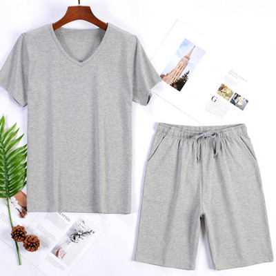 95% kokvilnas pidžamas komplekts vīriešiem vasaras šorti divdaļīgs uzvalks guļamveļa šorti piedurkne Liela izmēra 4xl sporta komplekti mājas apģērbs MY455