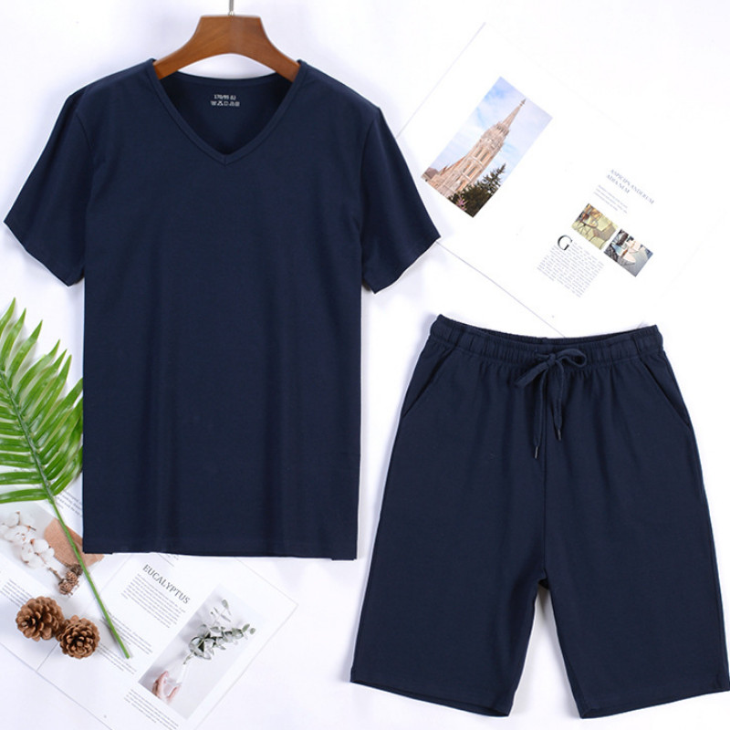 95% kokvilnas pidžamas komplekts vīriešiem vasaras šorti divdaļīgs uzvalks guļamveļa šorti piedurkne Liela izmēra 4xl sporta komplekti mājas apģērbs MY455