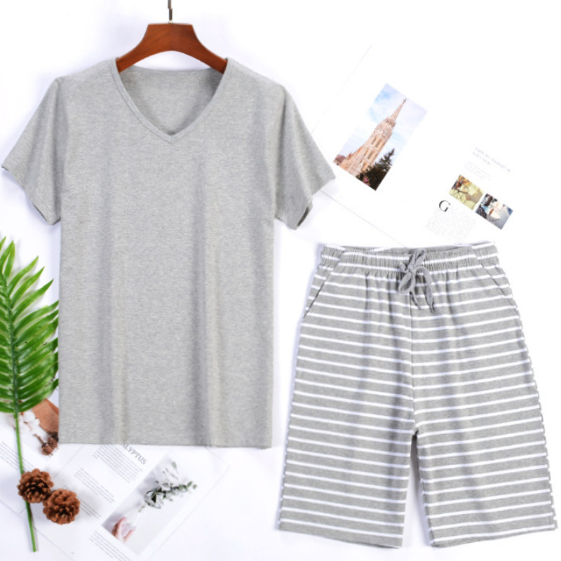 95% kokvilnas pidžamas komplekts vīriešiem vasaras šorti divdaļīgs uzvalks guļamveļa šorti piedurkne Liela izmēra 4xl sporta komplekti mājas apģērbs MY455