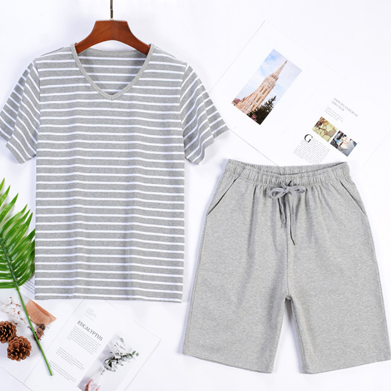 95% kokvilnas pidžamas komplekts vīriešiem vasaras šorti divdaļīgs uzvalks guļamveļa šorti piedurkne Liela izmēra 4xl sporta komplekti mājas apģērbs MY455