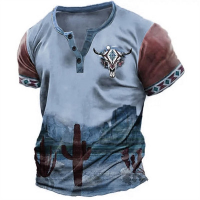 2023 Férfi ingek Henley Sima ing V-nyakú nyomott felső Vintage pamut nagyméretű póló Férfi Harajuku Ruhák Utcai ruházat Homme