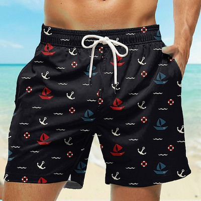 Pantaloni scurți de baie pentru bărbați Pantaloni scurți de baie Trunchi de baie cu șnur Elastic Uscare rapidă Scurt de plajă Hawaiian Casual Negru Alb Micro-elastic