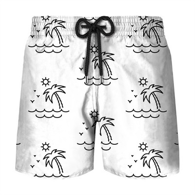 Vienkāršas pludmales kokosriekstu koka 3D apdrukas īsās bikses Vīriešu vasaras galda šorti peldkostīms vīriešu peldkostīmi Ātri žūst pielāgoti šorti