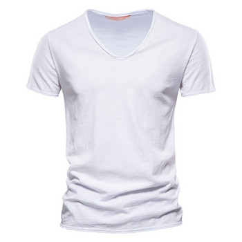 Καλοκαιρινό νέο 100% βαμβακερό ανδρικό μπλουζάκι με λαιμόκοψη V μόδα Μπλουζάκια με μονόχρωμο μονόχρωμο ανδρικό μπλουζάκι κοντομάνικο μπλουζάκι για άνδρες