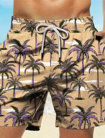 Palm Tree Tropical Men\'s Resort τρισδιάστατο εμπριμέ σορτς μαγιό Μπουρνούζια με τσέπη Άνεση Αναπνεύσιμη κοντή παραλία διακοπών σε στυλ Χαβάης