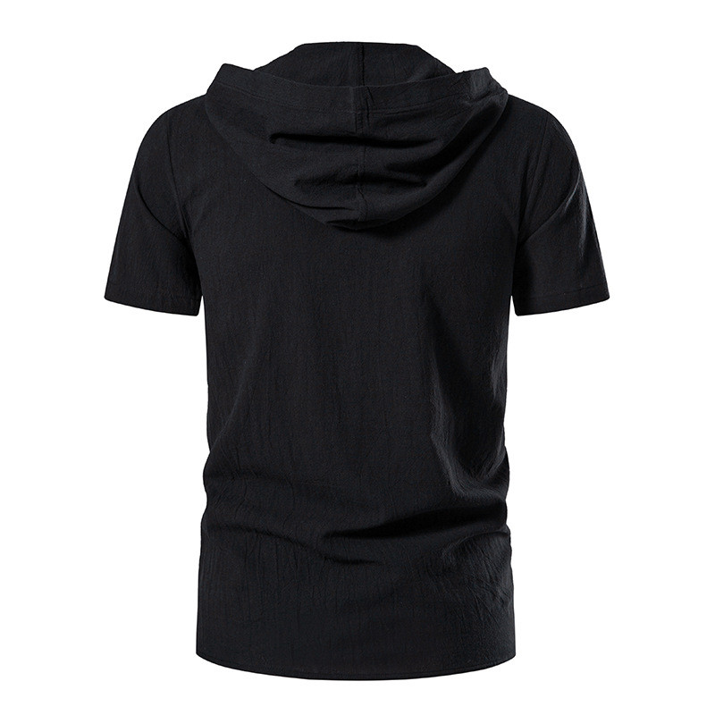 Jauns vīriešu krekls ar V veida kakla izgriezumu Vasaras vīriešu T-krekls ar īsām piedurknēm Kokvilnas un lina Led Casual vīriešu T-krekls Vīriešu elpojošs krekls