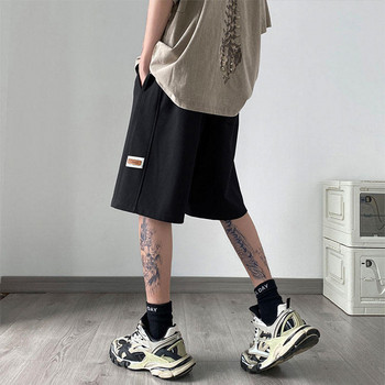 Мъжки ежедневни къси панталони Heavyweight 2024 New Summer Drawstring Sports Shorts Oversize Широки панталони с пет панталони Мъжко облекло