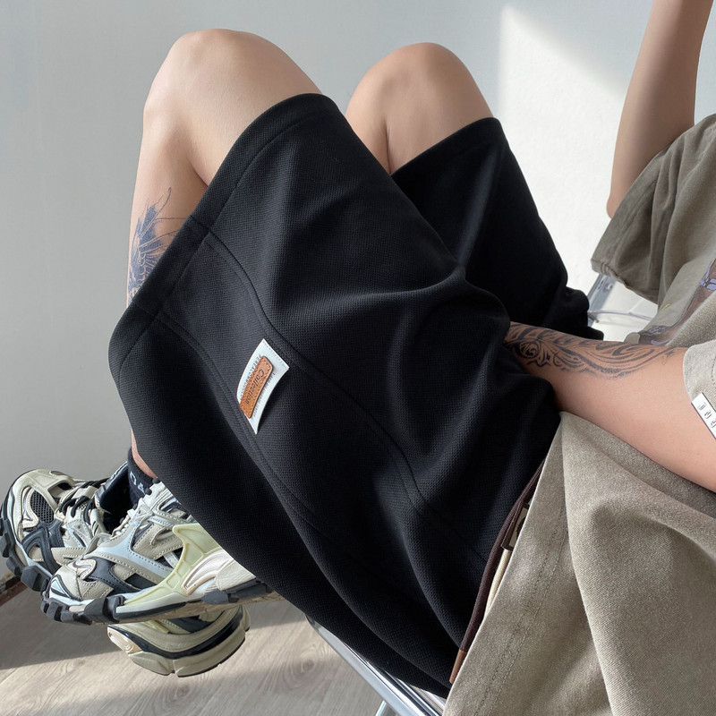 Férfi alkalmi rövidnadrágok, nehézsúlyú, 2024-es új nyári, húzózsinóros sportrövidnadrágok, nagyméretű, széles szárú, ötnadrágos nadrágok, férfi ruházat