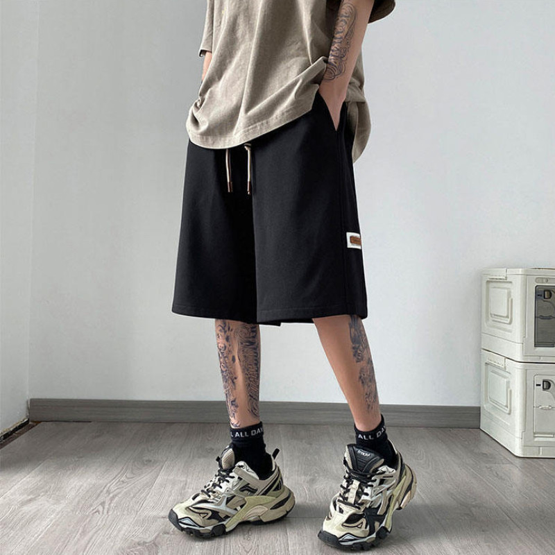 Férfi alkalmi rövidnadrágok, nehézsúlyú, 2024-es új nyári, húzózsinóros sportrövidnadrágok, nagyméretű, széles szárú, ötnadrágos nadrágok, férfi ruházat