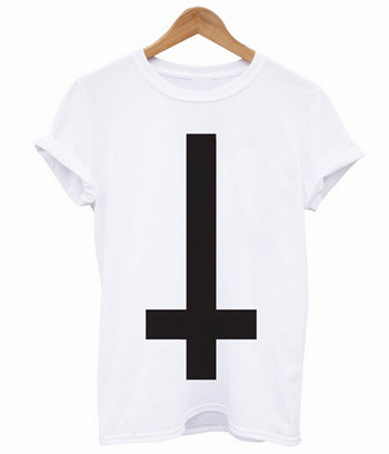 Αντεστραμμένο σταυρό ανδρικό μπλουζάκι με στάμπα Religion Swag Hipster Girl Ρετρό Tshirt Βαμβακερό προσαρμοσμένο μπλουζάκι για άντρες Γυναικείο σε συν μέγεθος