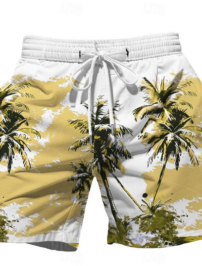 Μόδα Coconut Tree Ανδρικά σορτς σανίδας Χαβάης σορτς μαγιό Κορδόνια κορδόνι κοντά Holiday Beach Streetwear Harajuku