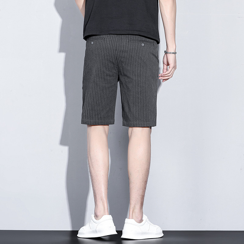 2024 Férfi nyári divat Üzleti csíkos kockás rövidnadrág Alkalmi chino rövid irodai nadrág Lélegző márkájú ruházat egyszínű