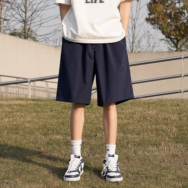 Nyári, egyszínű, egyenes férfi rövidnadrág 2024 alkalmi Y2K széles szárú rövid nadrág Alkalmi utcai ruházat, táskás Bermudas Hombre