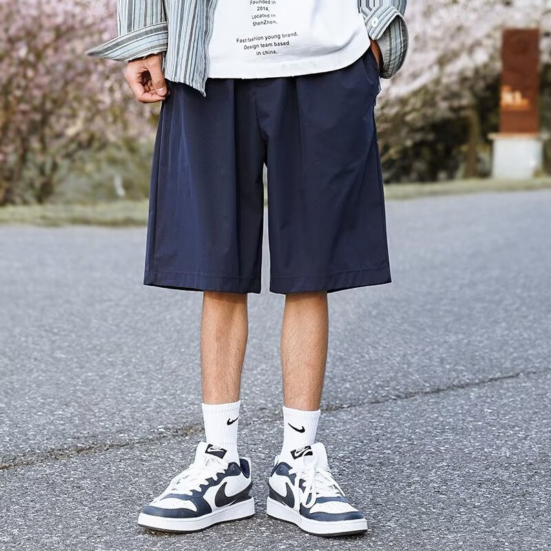 Nyári, egyszínű, egyenes férfi rövidnadrág 2024 alkalmi Y2K széles szárú rövid nadrág Alkalmi utcai ruházat, táskás Bermudas Hombre