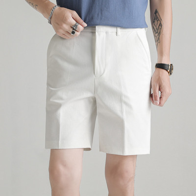 Divatos Slim Fit férfi öltöny rövidnadrág, 2024 új férfi üzleti alkalmi rövidnadrág, divatos egyszínű ötpontos férfi nadrág.