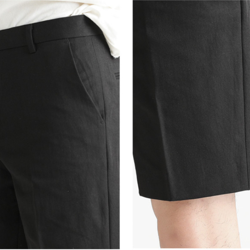Divatos Slim Fit férfi öltöny rövidnadrág, 2024 új férfi üzleti alkalmi rövidnadrág, divatos egyszínű ötpontos férfi nadrág.