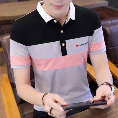 Kokvilnas polo T krekls vīriešiem Augstas kvalitātes apģērbs ar īsām ceturtdaļpiedurknēm Vasaras vīrietis ar apkakli Tkrekli Plain Streetwear S Top