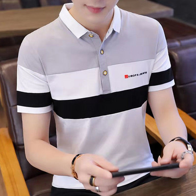 Kokvilnas polo T krekls vīriešiem Augstas kvalitātes apģērbs ar īsām ceturtdaļpiedurknēm Vasaras vīrietis ar apkakli Tkrekli Plain Streetwear S Top