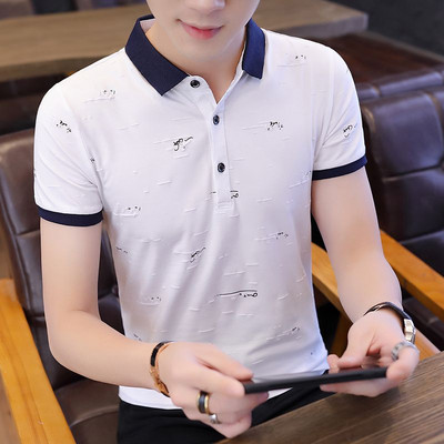 Kokvilnas polo T krekls vīriešiem Augstas kvalitātes apģērbs ar īsām ceturtdaļpiedurknēm Vasaras vīrietis ar apkakli Tkrekli Plain Streetwear S Top