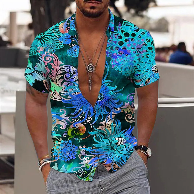 Nyári új férfi ingek Hawaii Beach vakációs ingek férfiaknak bő, légáteresztő rövid ujjú felsők Túlméretes férfi ruházat Camisa
