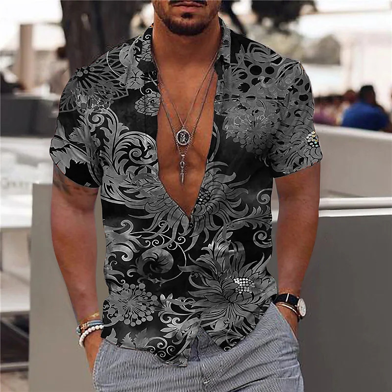 Nyári új férfi ingek Hawaii Beach vakációs ingek férfiaknak bő, légáteresztő rövid ujjú felsők Túlméretes férfi ruházat Camisa
