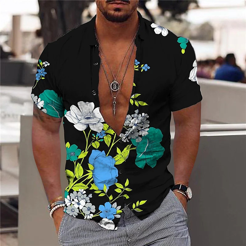 Nyári új férfi ingek Hawaii Beach vakációs ingek férfiaknak bő, légáteresztő rövid ujjú felsők Túlméretes férfi ruházat Camisa