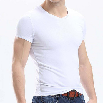 2024 Νέα περιστασιακά τοπ ανδρικά μπλουζάκια Fitness T-shirts Ανδρικά μπλουζάκια με λαιμόκοψη V για ανδρικά Tshirts M-4XL Plue Size TDX03